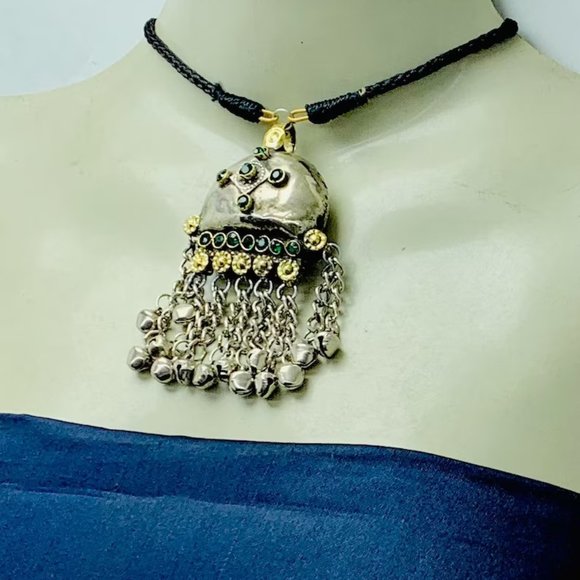 Kuchi Tribal Pendant Necklace With Earrings, Antique Style Jewelry, Traditional - Picture 6 of 8